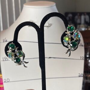 Elegant Silver and Green Gemstone Earrings